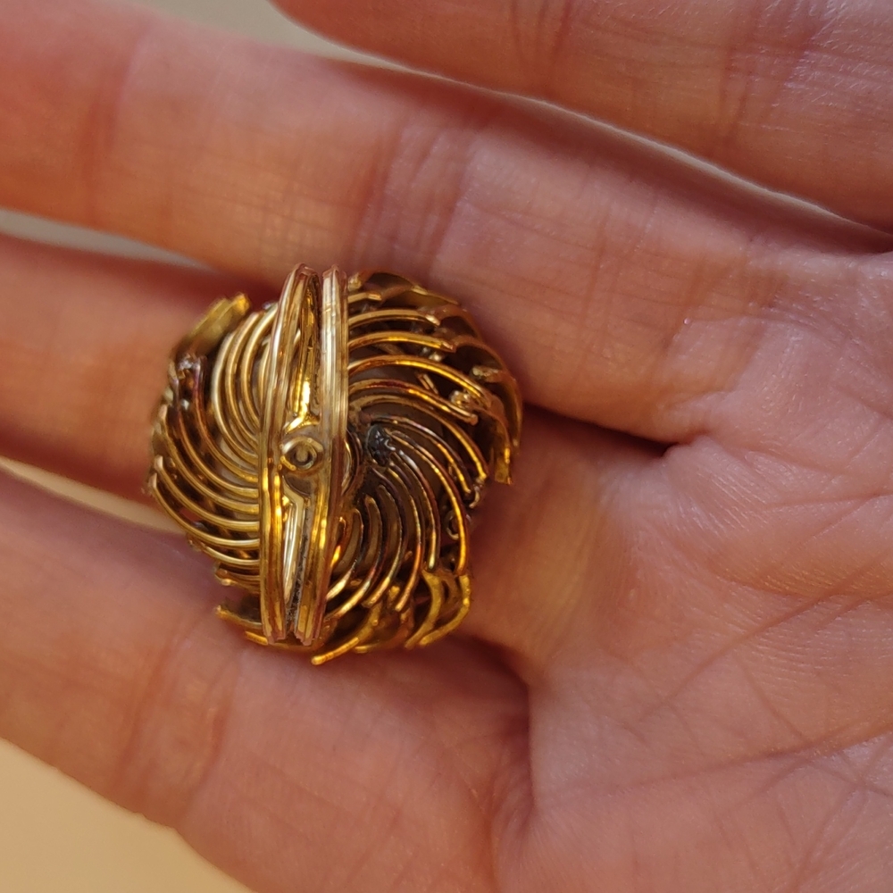 Mabe pearl 18kt Yellow Gold Ring, diamonds, estate Ring vintage - Picture 9 of 16